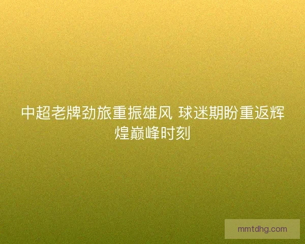 中超老牌劲旅重振雄风 球迷期盼重返辉煌巅峰时刻